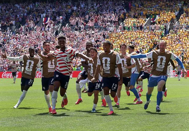 The USA celebrate against Australia