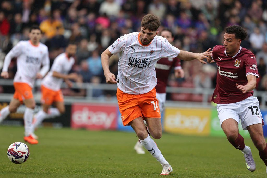 Tom Bloxham in action for Blackpool