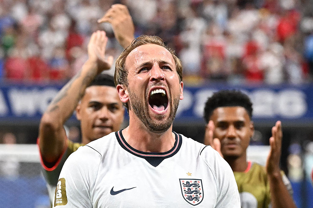 Harry Kane celebrates after England's win over DR Congo