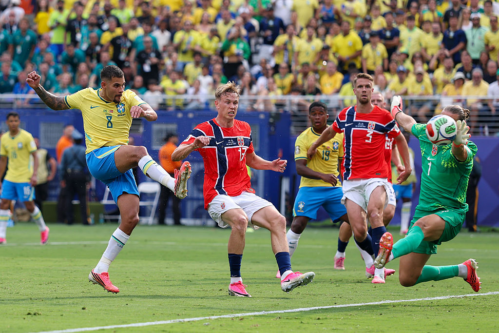 Bruno Guimaraes in action for Brazil