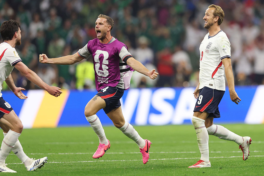 Jordan Henderson celebrates England's win