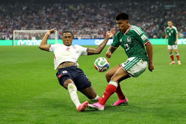 Ezri Konsa in action against Mexico