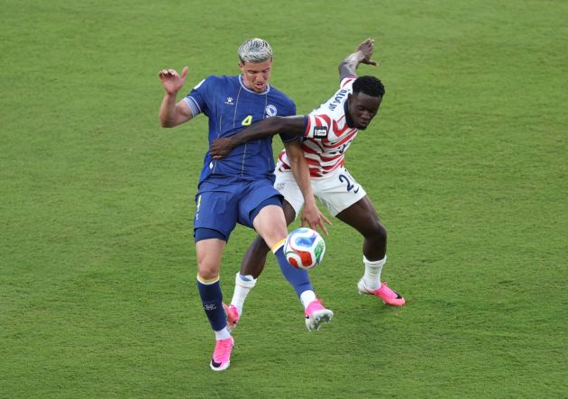 Folarin Balogun was sent off against Bosnia