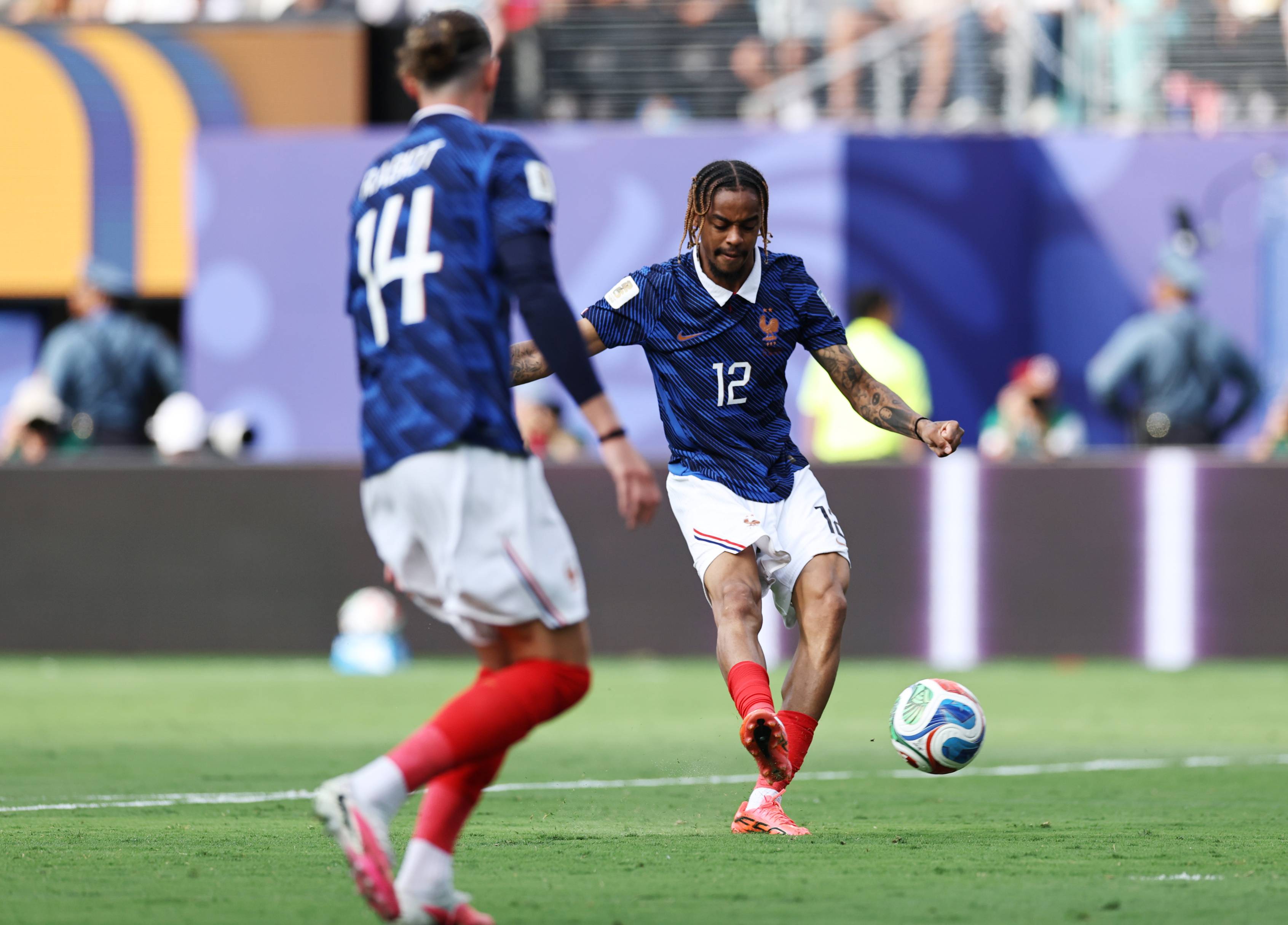 Bradley Barcola playing for France