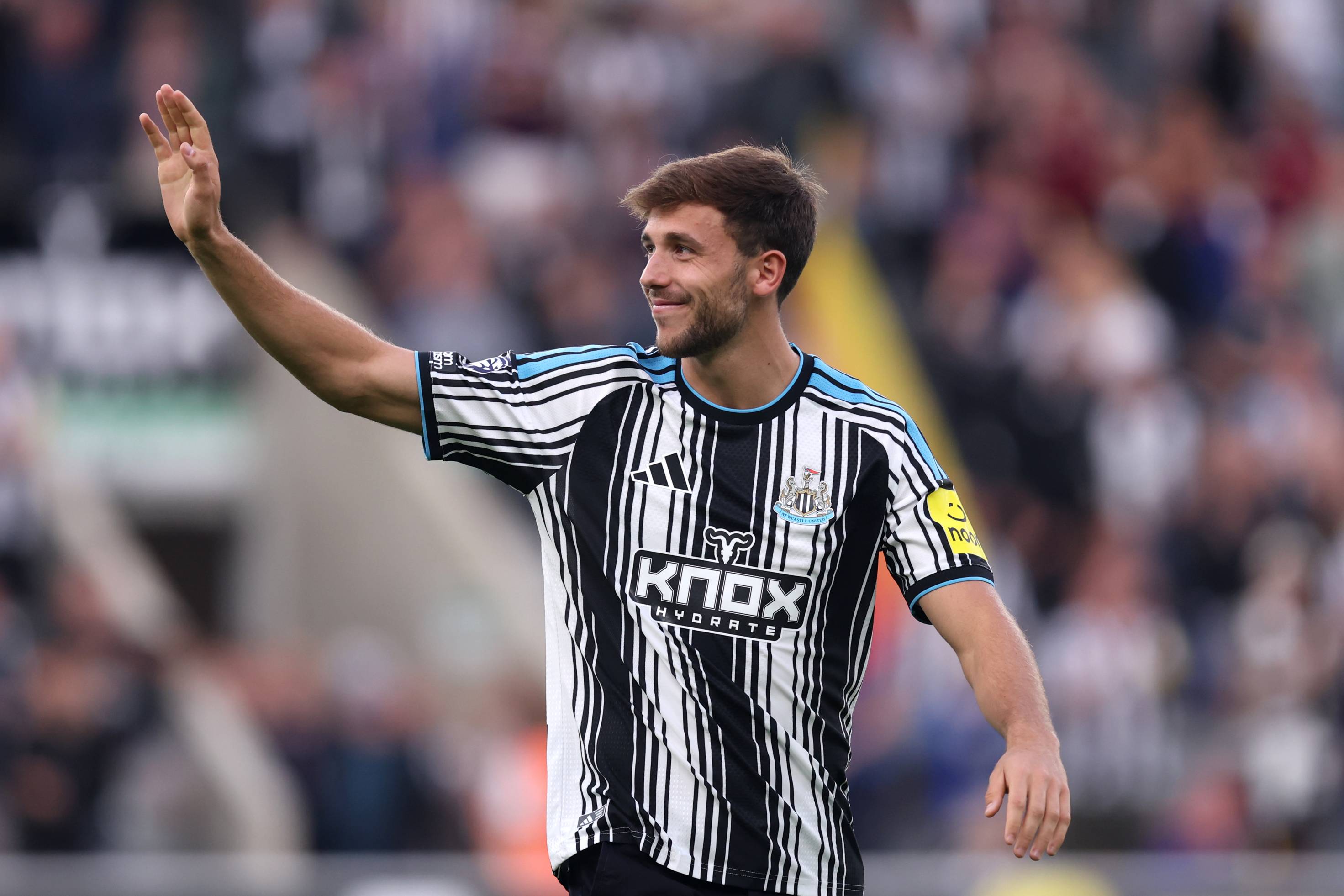 Nico Gonzalez greets the Newcastle fans