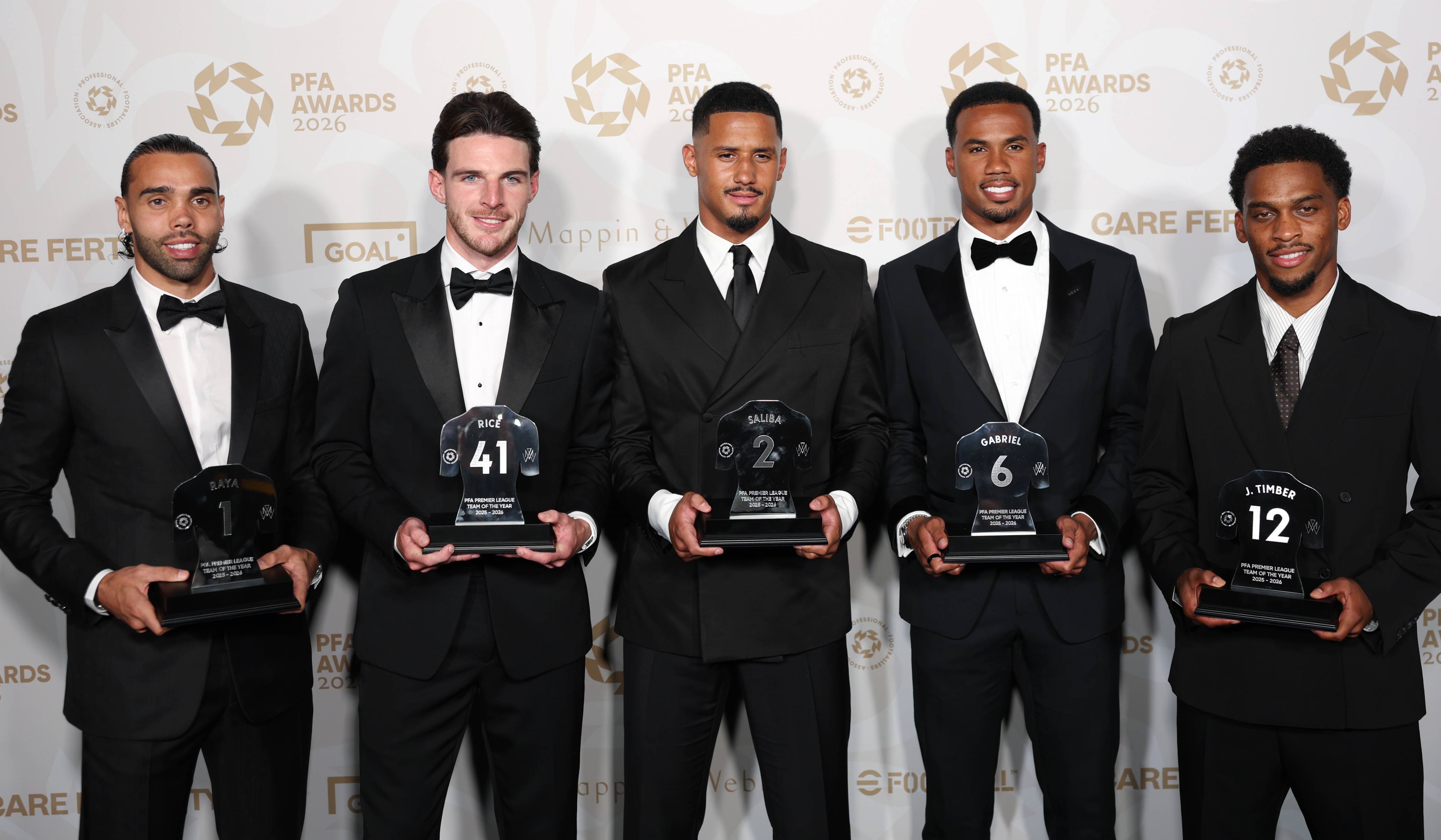 Arsenal's players at the PFA awards