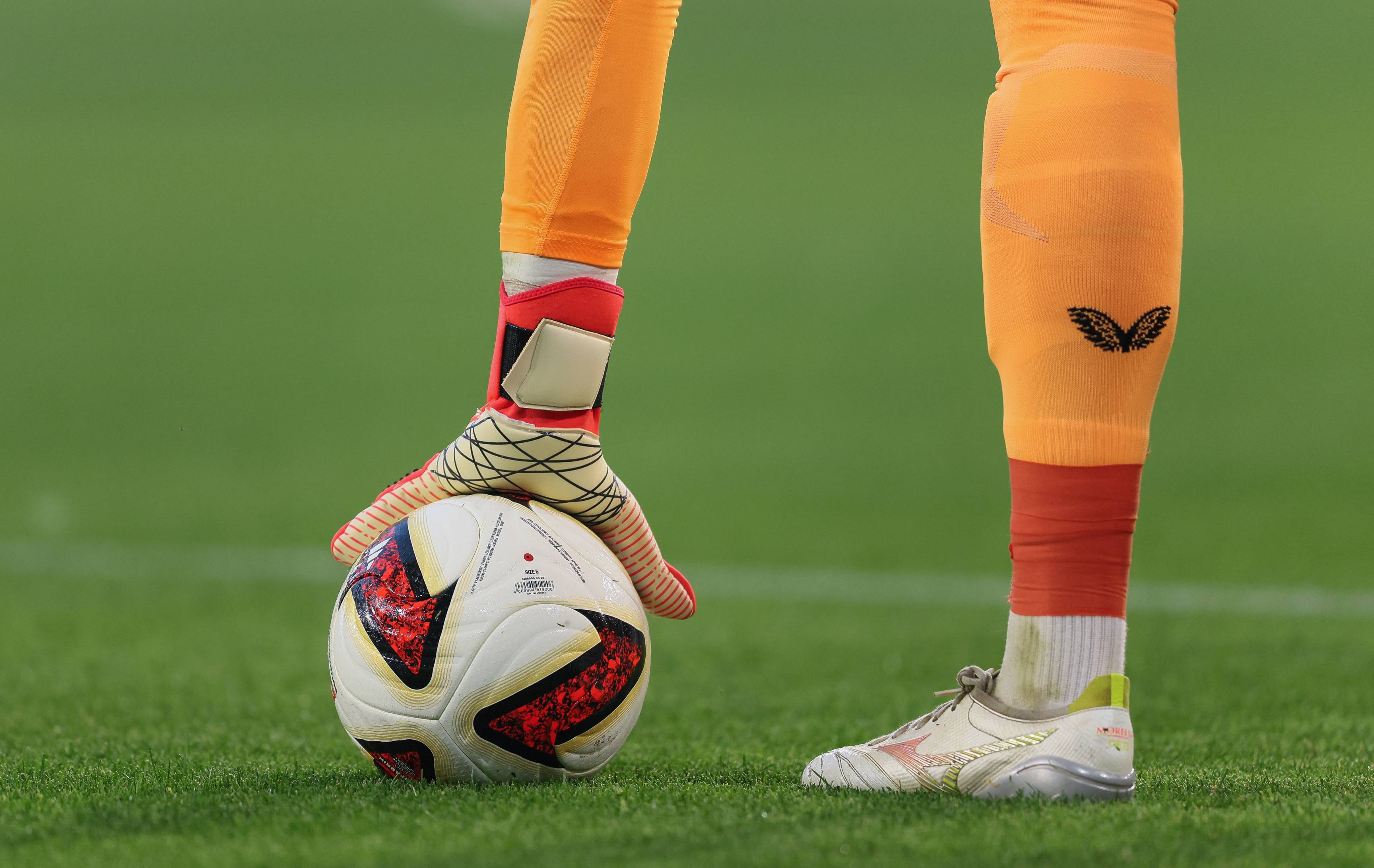 A goalkeeper eollects the ball