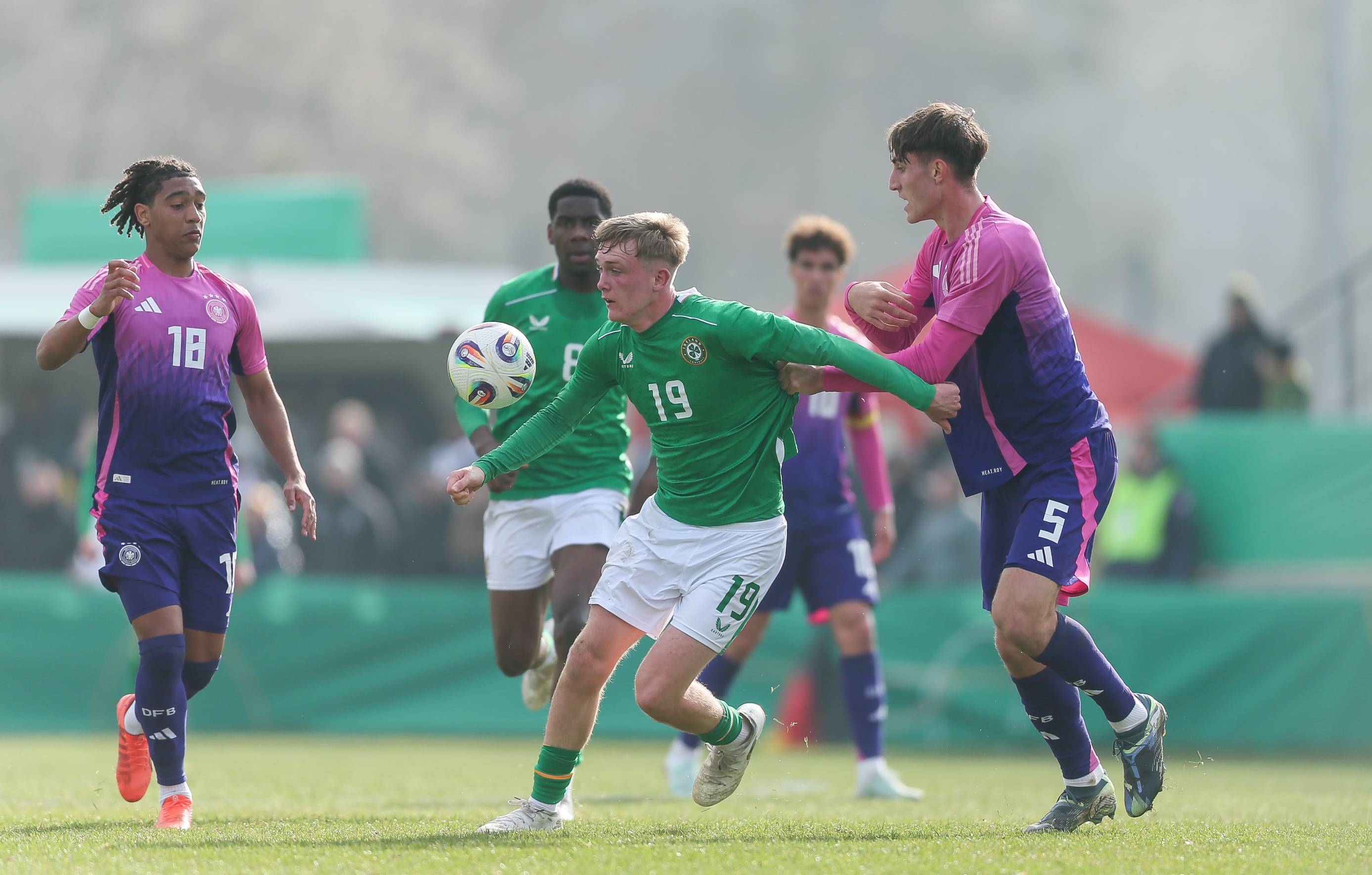 Michael Noonan in action for Northern Ireland U19s