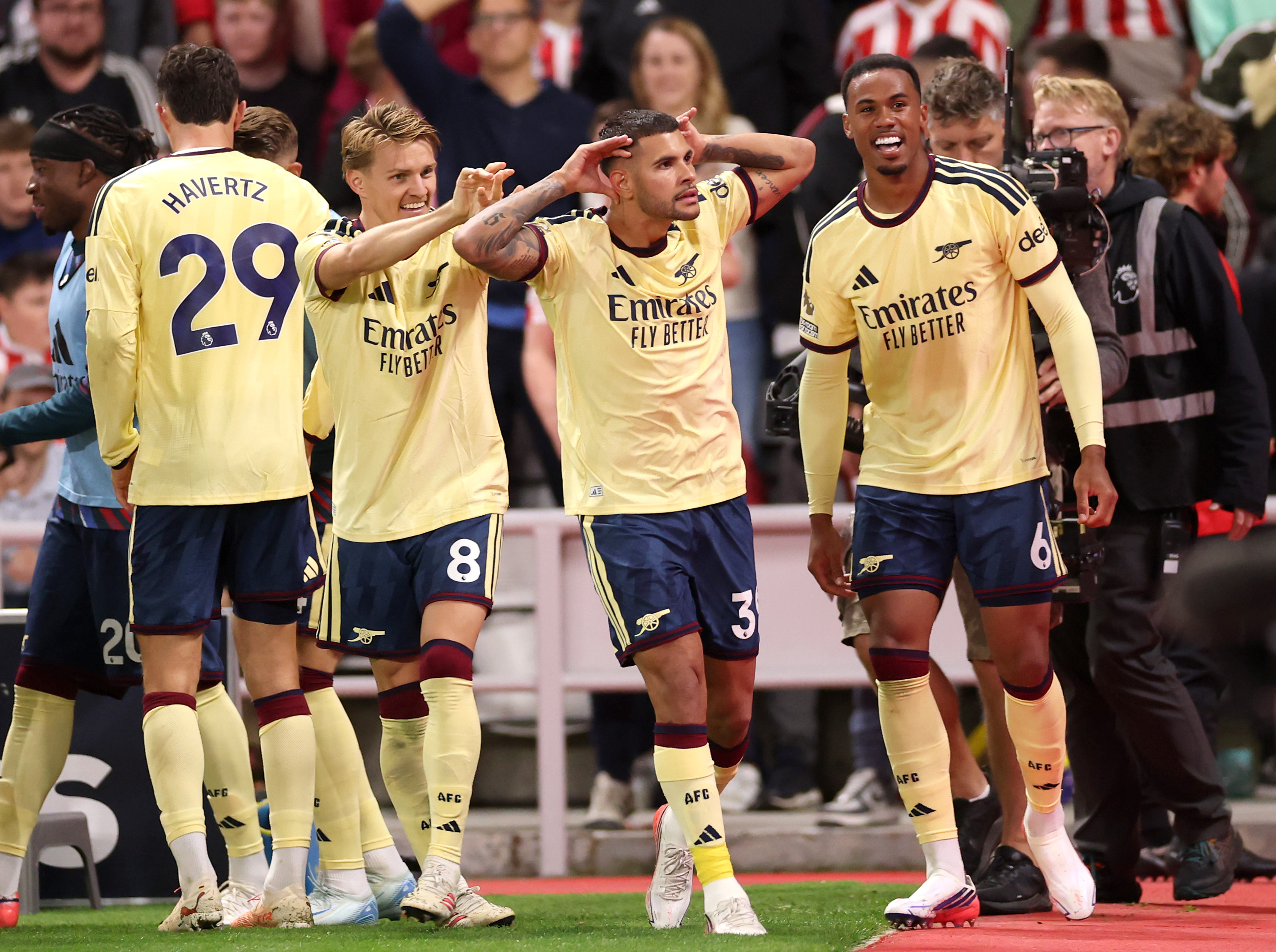 Bruno Guimaraes celebrates