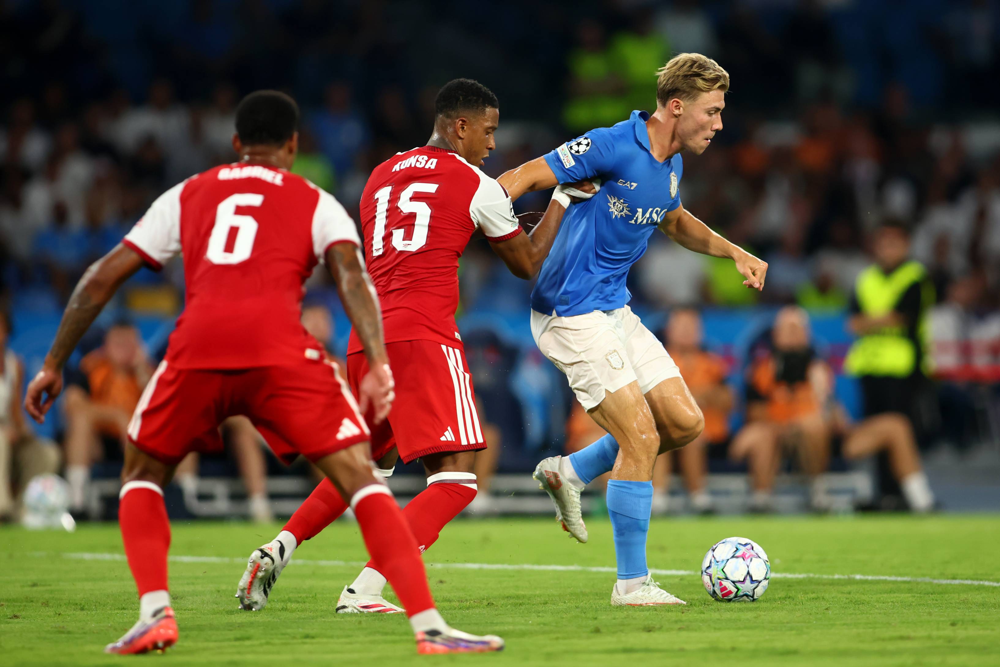 Ezri Konsa in action against Napoli
