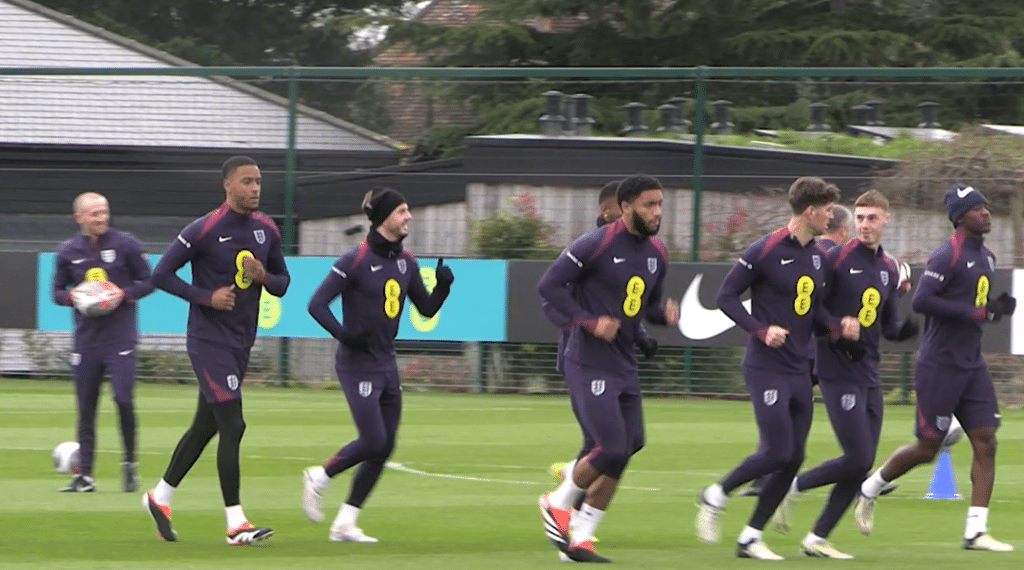 The England team in training