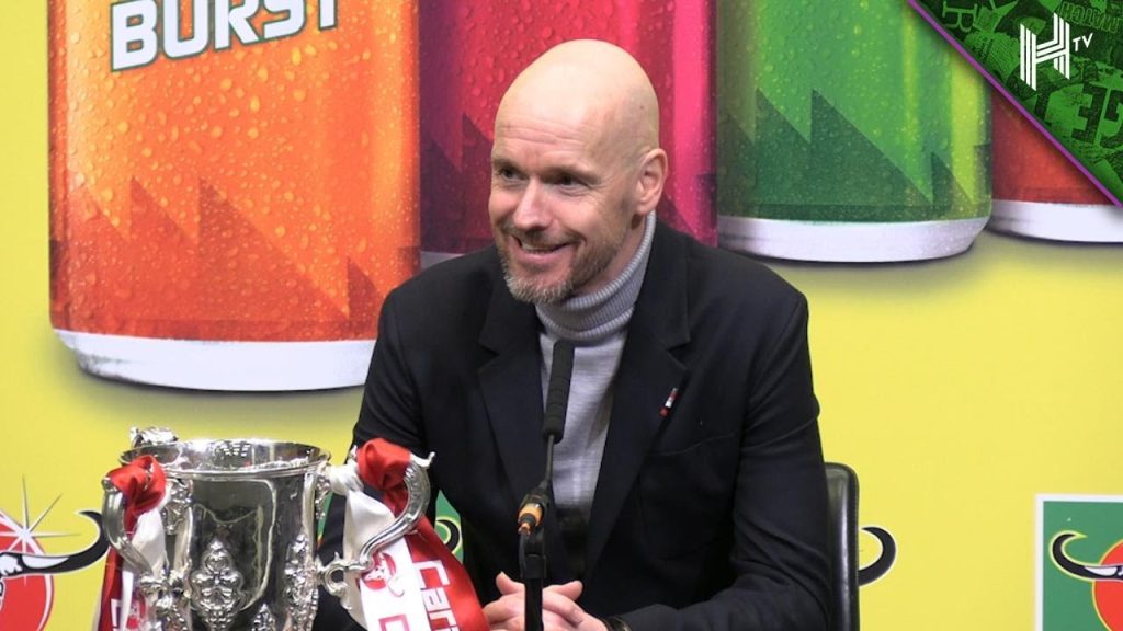 Man Utd boss Erik Ten Hag with the Carabao Cup